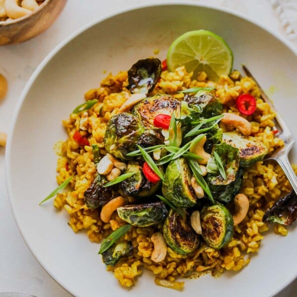 Curried Brown Butter Rice Bowls with Crispy Sprouts