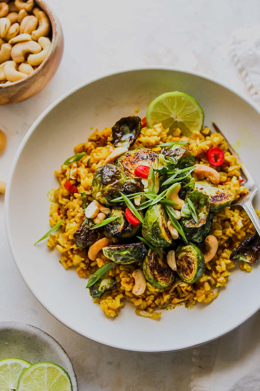 Curried Brown Butter Rice Bowls with Crispy Sprouts