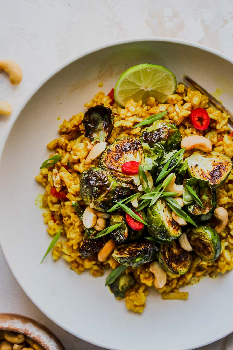Curried Brown Butter Rice Bowls with Crispy Sprouts