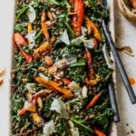 Warm Lentil and Kale Salad with Carrot-Harissa Dressing