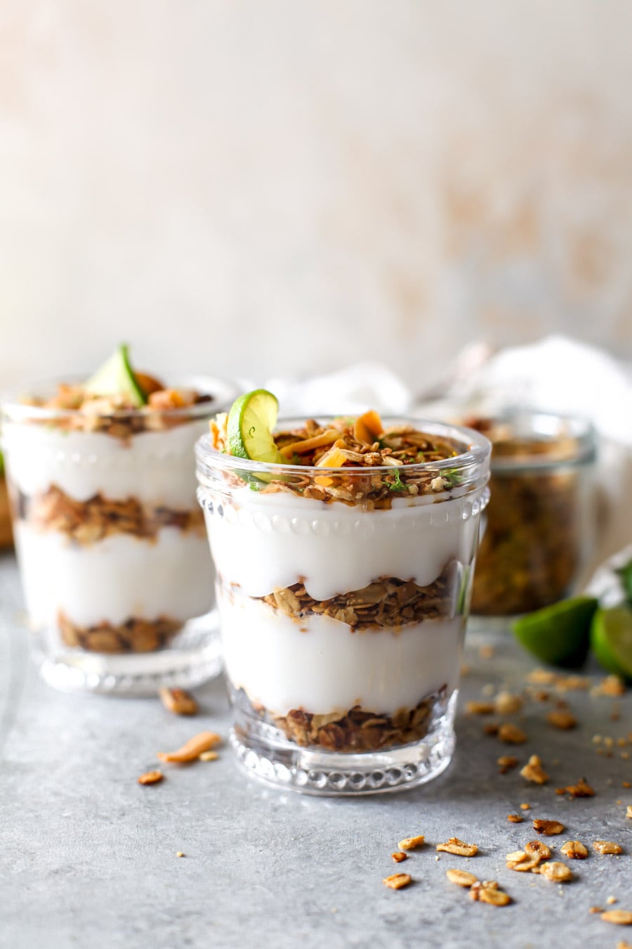 Key Lime Coconut Parfaits with Graham Cracker Granola