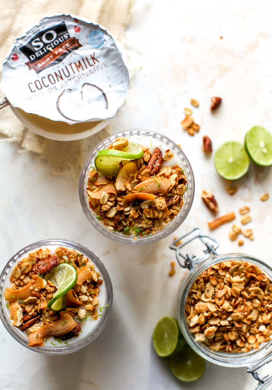 Key Lime Coconut Parfaits with Graham Cracker Granola