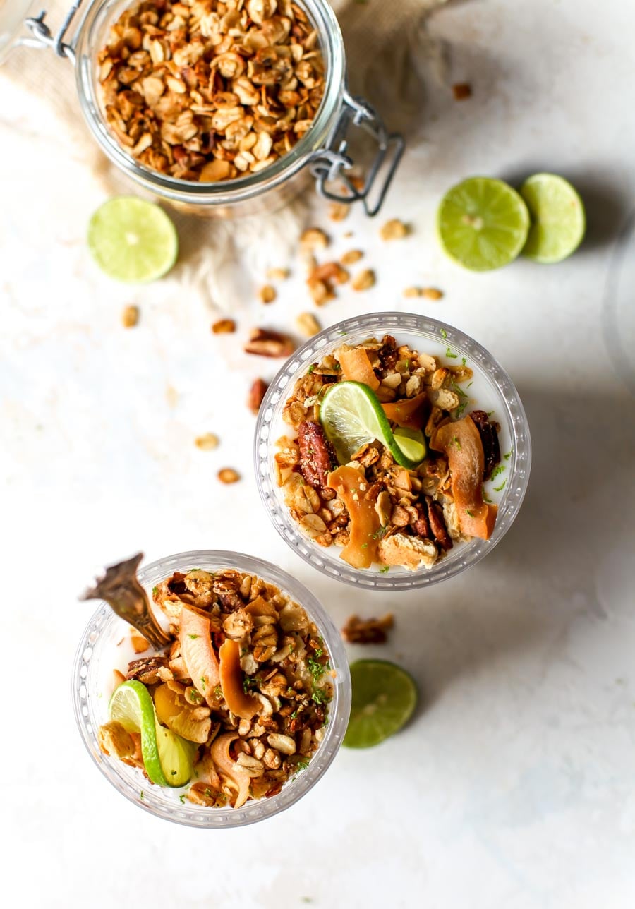 Key Lime Coconut Parfaits with Graham Cracker Granola
