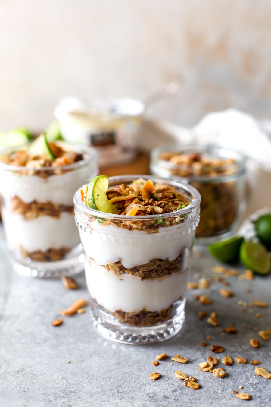 Key Lime Coconut Parfaits with Graham Cracker Granola
