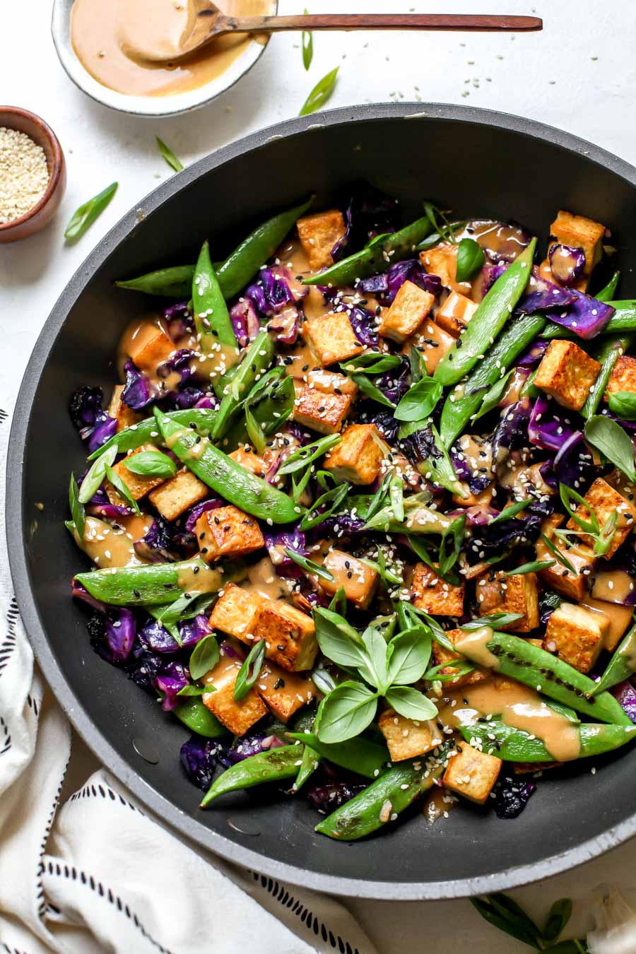 Tofu Stir Fry with Veggies and Peanut Satay Sauce