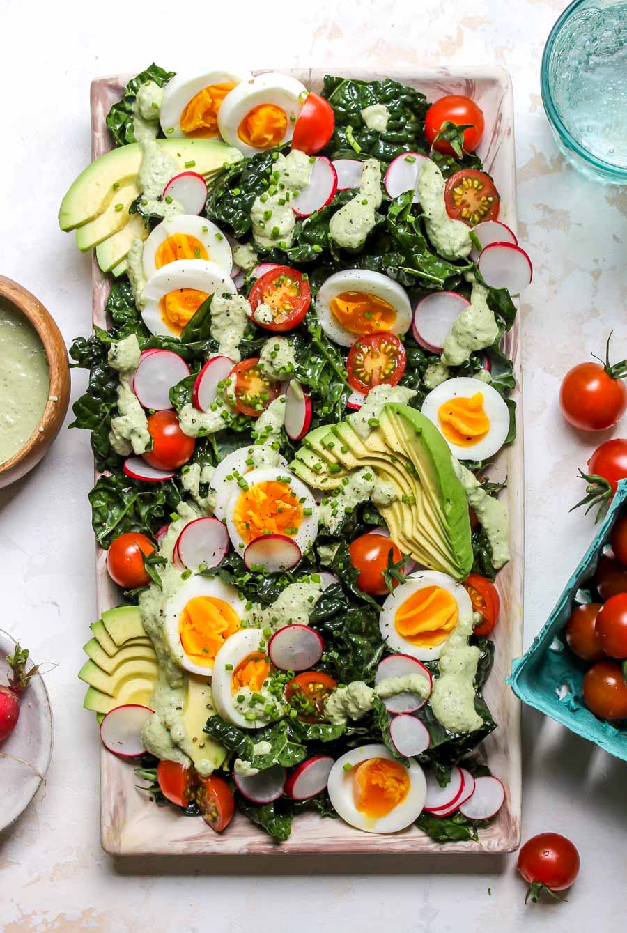 Kale Cobb with Cashew-Poblano Dressing