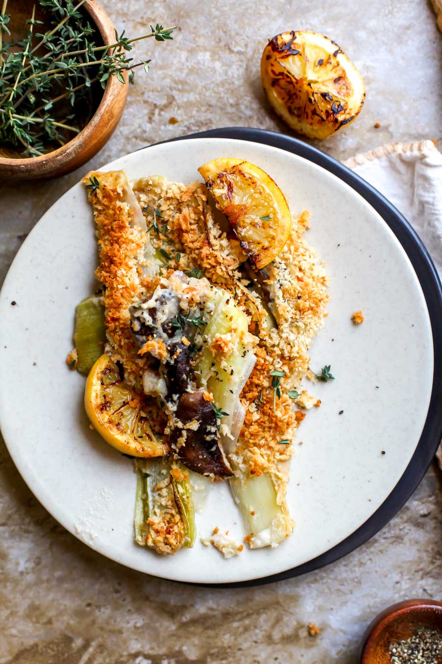 Spring Leek and Mushroom Gratin