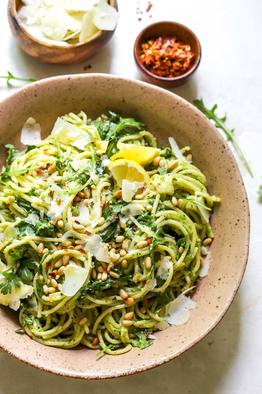 20 Minute Parslied Pea Pesto Pasta