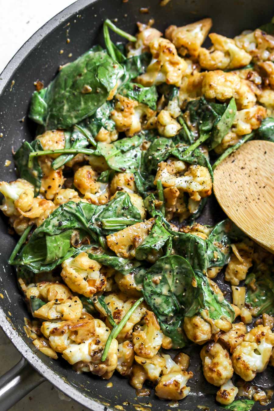Miso Cauliflower with Spinach