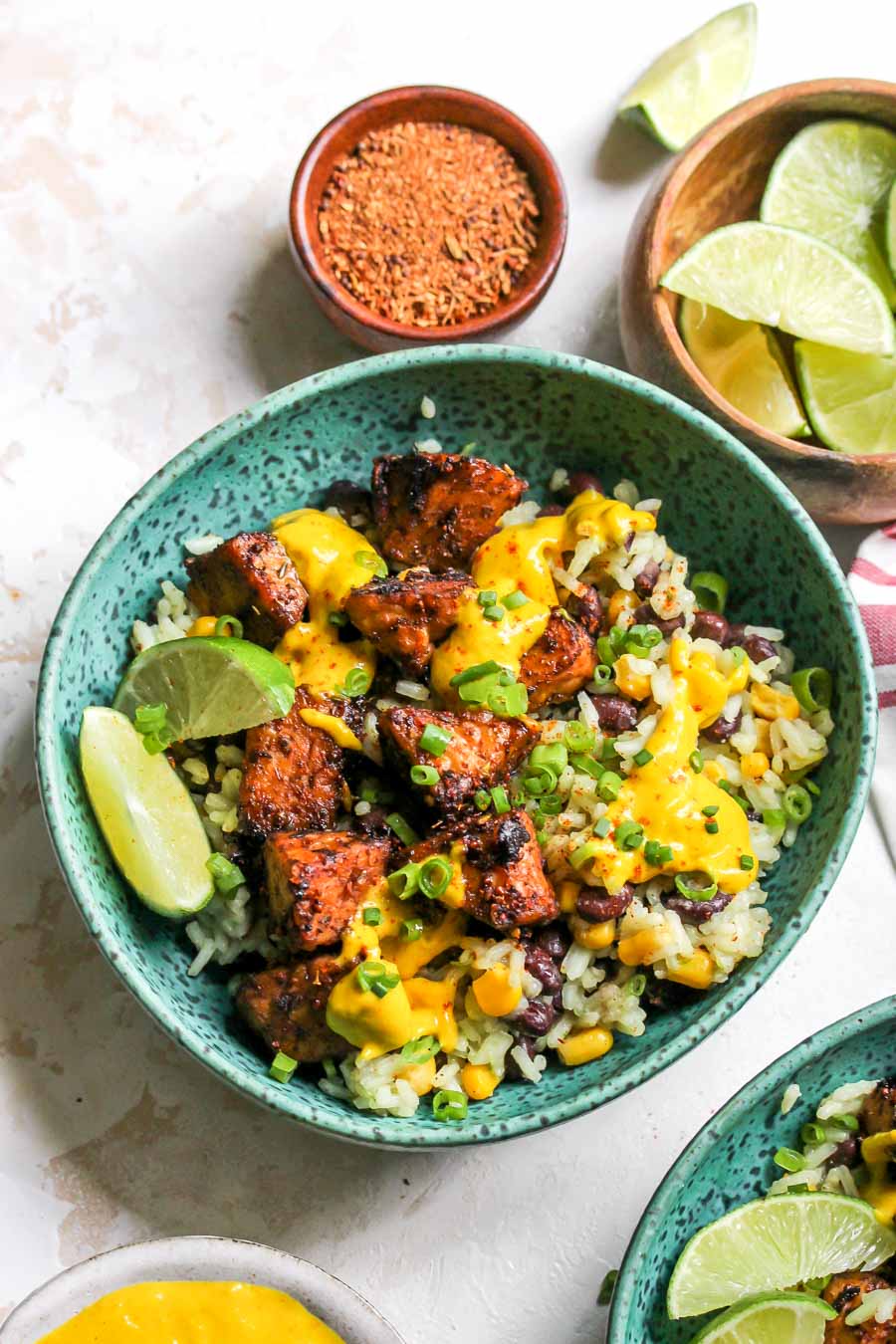 Tempeh Rice Bowls with Mango-Tahini Sauce