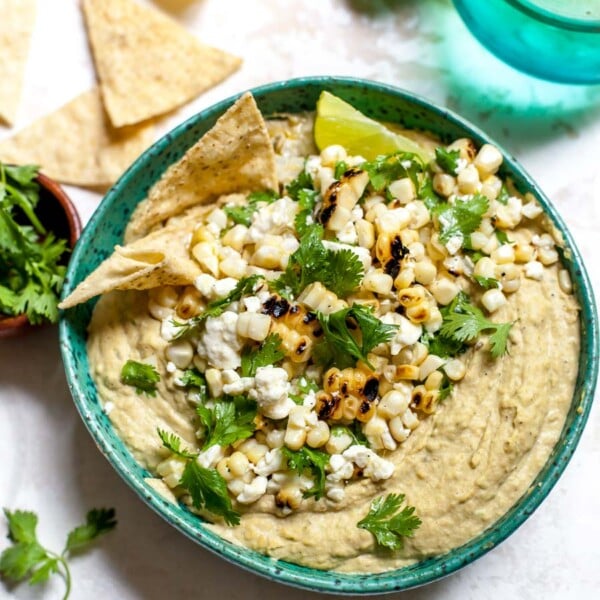 Charred Jalapeño Hummus with Corn and Feta