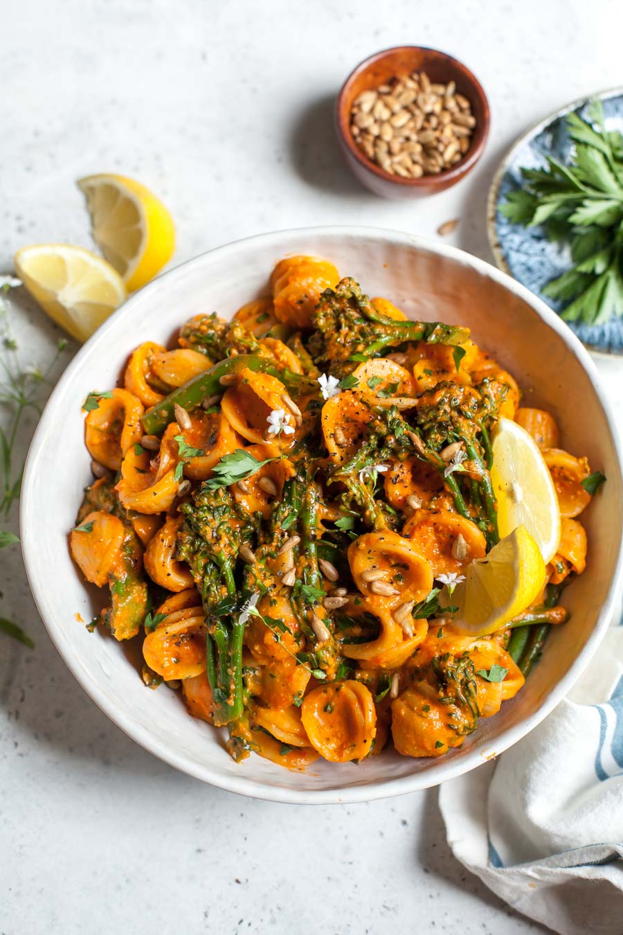 Pasta with Sunflower Seed Romesco