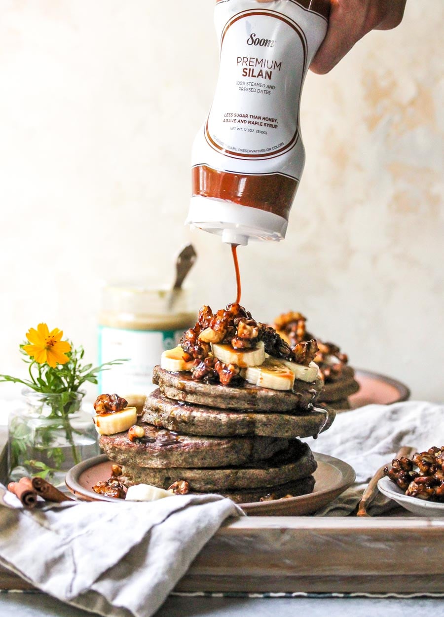 Soom Silan Date Syrup Drizzled Over Buckwheat Pancakes