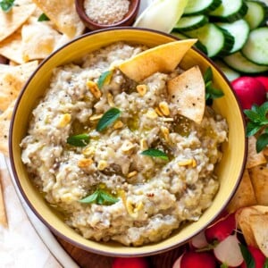 Roasted Eggplant Dip with Tahini and Sizzled Garlic