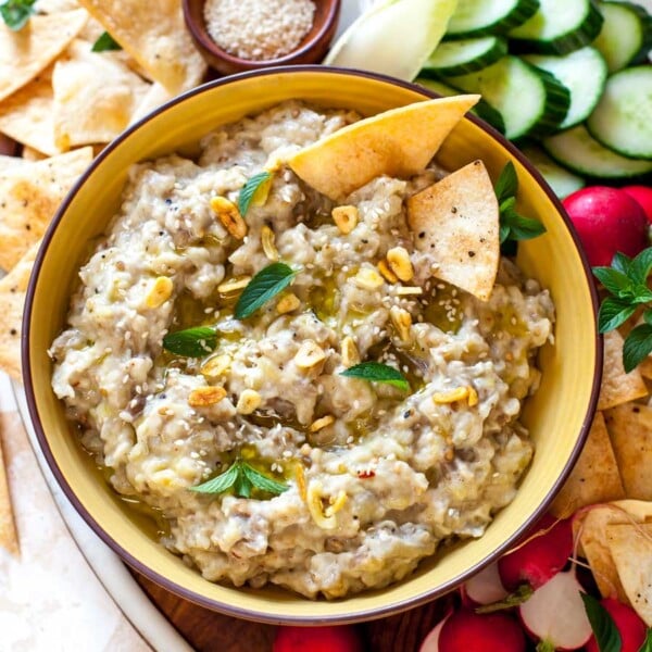Roasted Eggplant Dip with Tahini and Sizzled Garlic