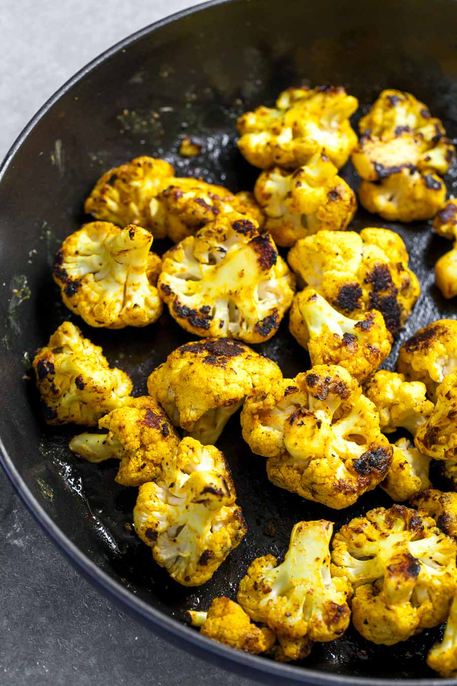 Crispy cauliflower florets marinaded and pan-seared