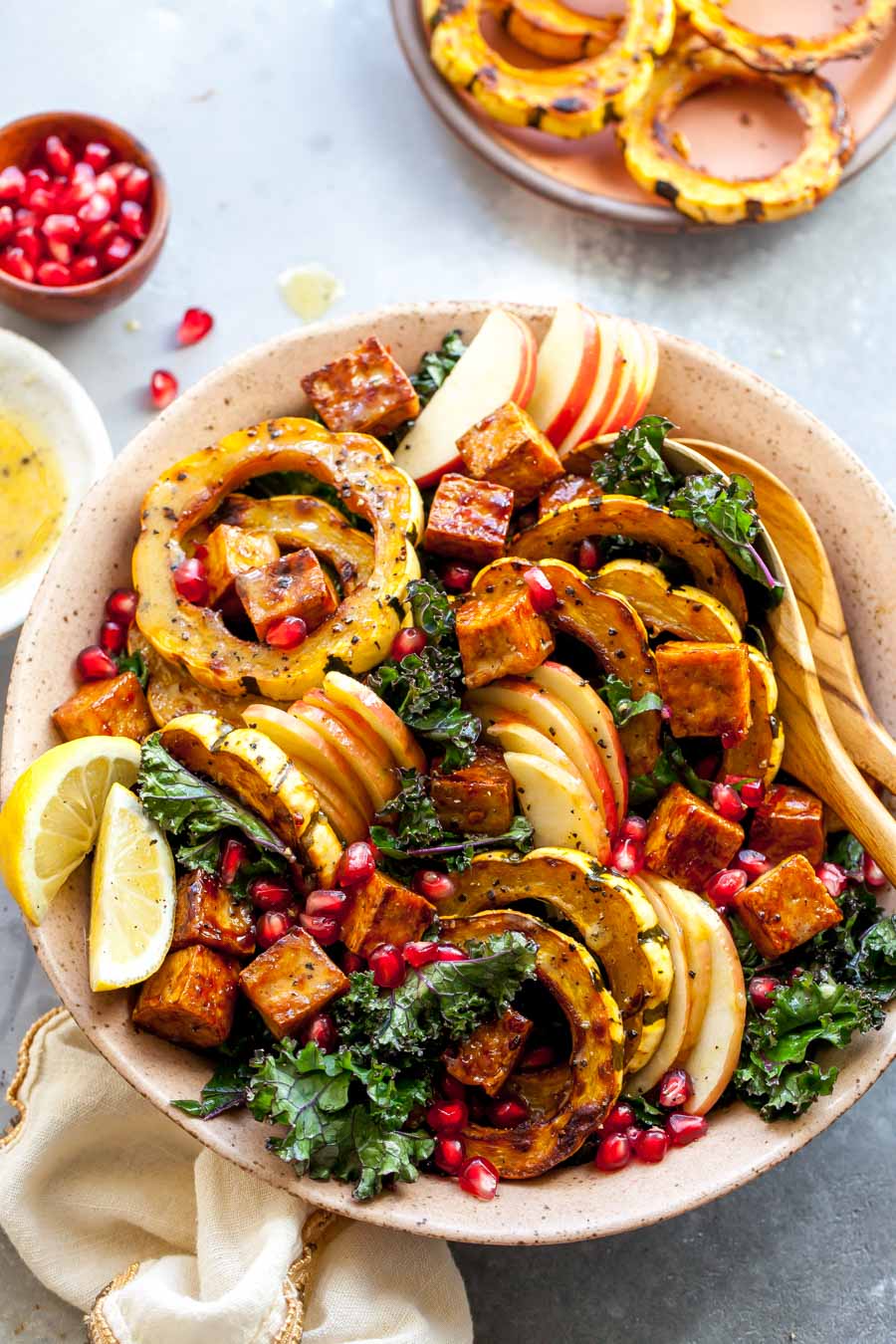 Fall Harvest Salad with Crispy Tofu Croutons