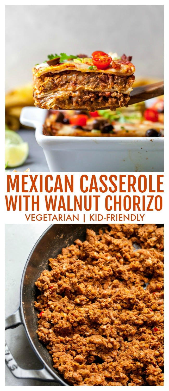 Vegetarian Mexican Casserole with Walnut Chorizo for Pinterest