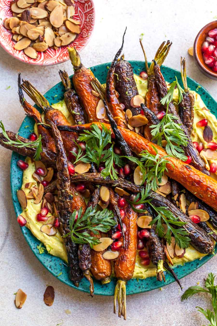 Roasted Carrots with Curried Yogurt and Toasted Almonds for a 5 Ingredient Side Dish