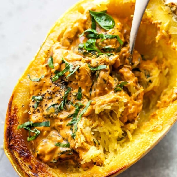 Vegetarian Stuffed Squash with Vodka Sauce and Veggies