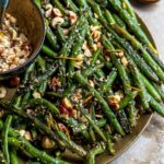 Green beans cooked in browned butter with toasted hazelnuts