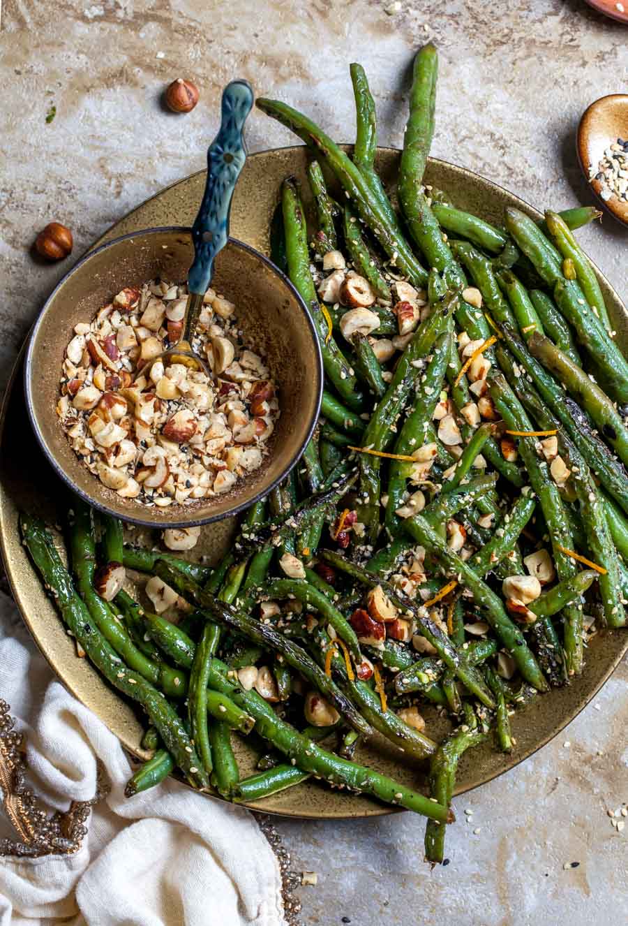 Browned Butter Green Beans with Hazelnut Dukkah (5 Ingredients)