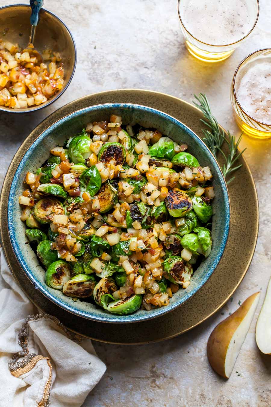 Sautéed Brussels Sprouts with Pear and White Balsamic Chutney