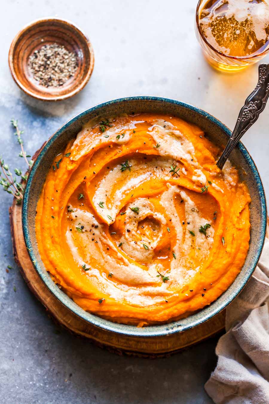 Sweet Potato Mash with Miso Butter and Thyme