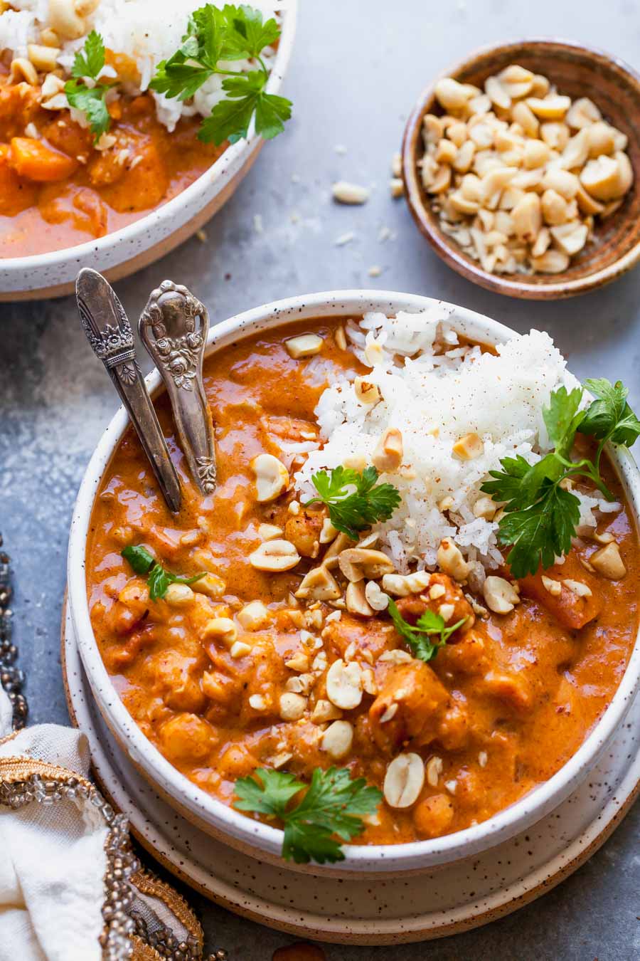 West African-Inspired Sweet Potato and Chickpea Peanut Stew (Vegan, Gluten Free)