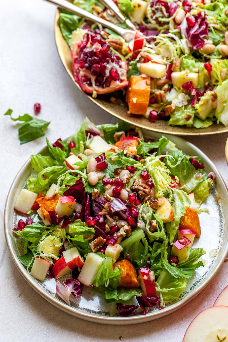 White Balsamic Romaine Salad with Sweet Potato, Apple, and Pomegranate
