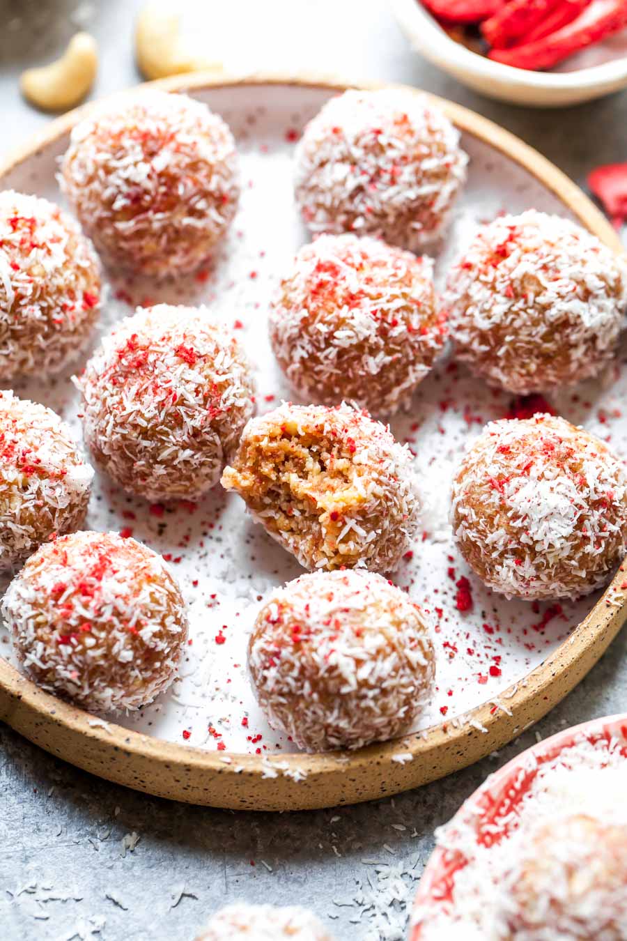 Vegan and Paleo Strawberries and Cream Energy Bites