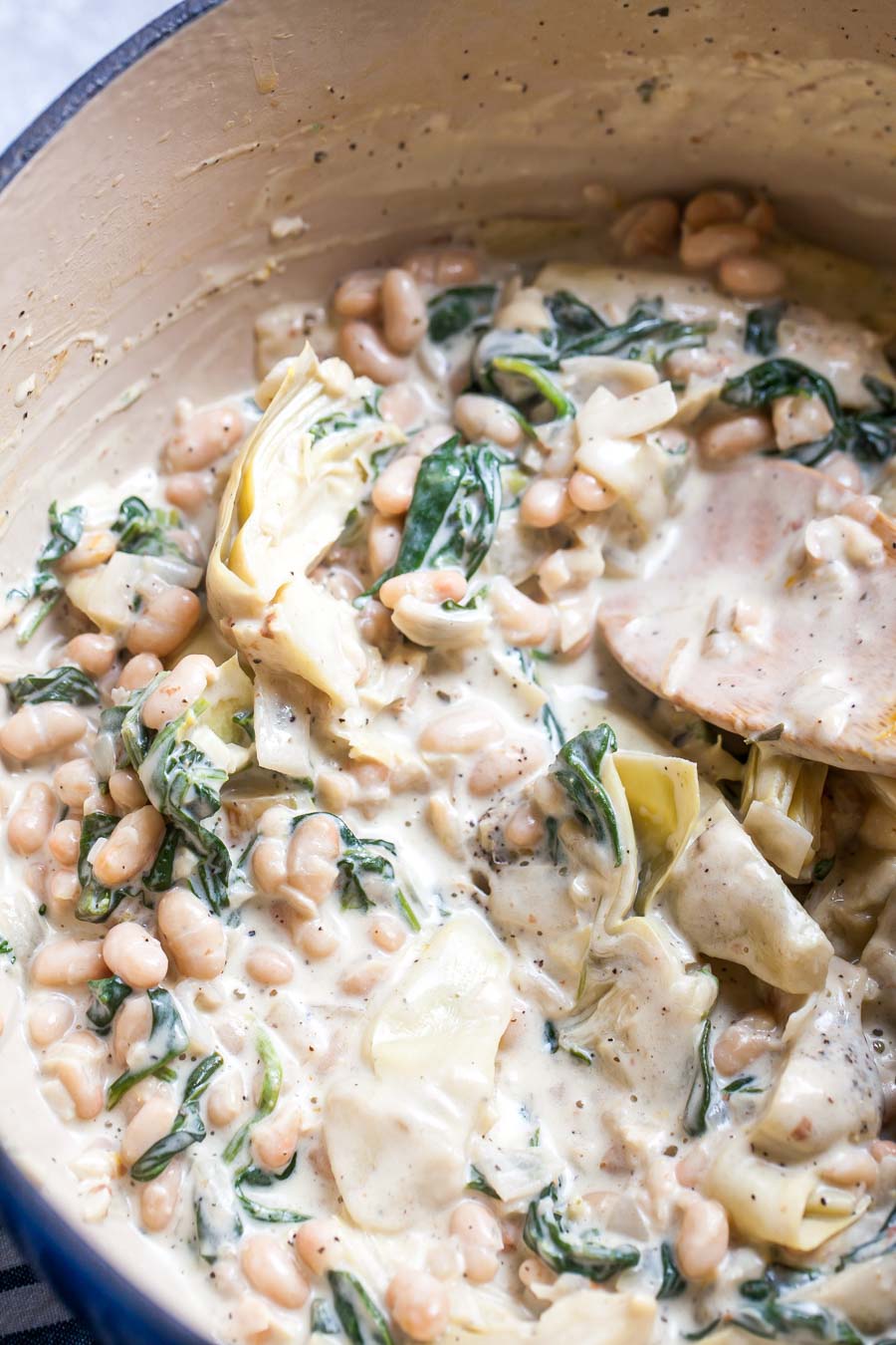 Lemon-Parmesan Sauce with Spinach, Artichokes, and White Beans