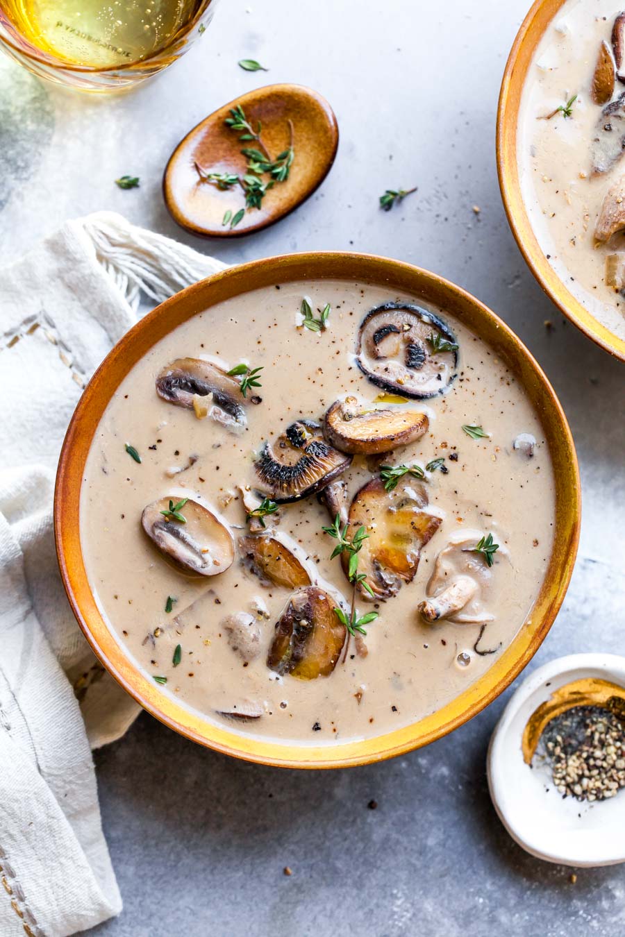 Plant-Based Cream of Mushroom Soup with Cashew Cream