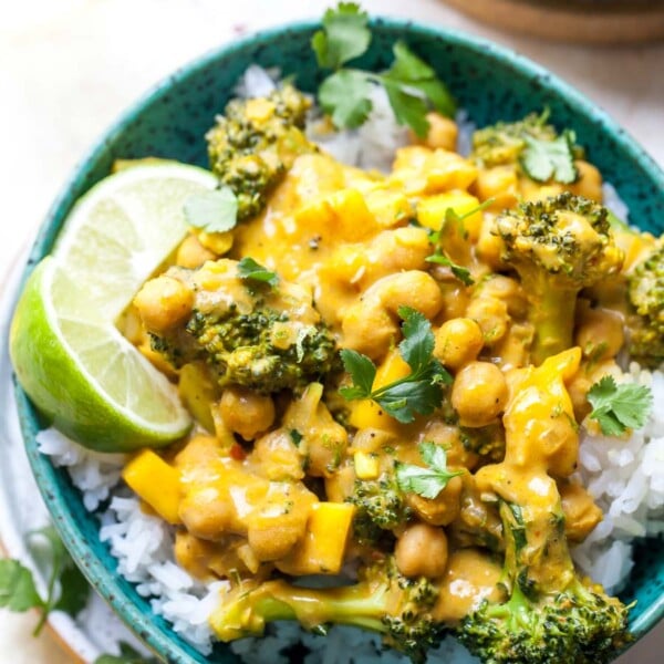 Vegan Coconut Chickpea and Broccoli Curry with Mango