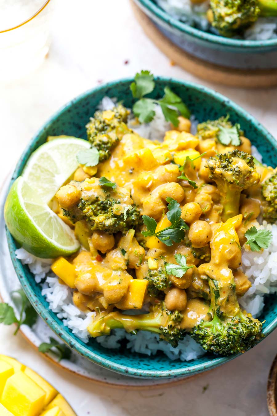 Vegan Coconut Chickpea and Broccoli Curry with Mango