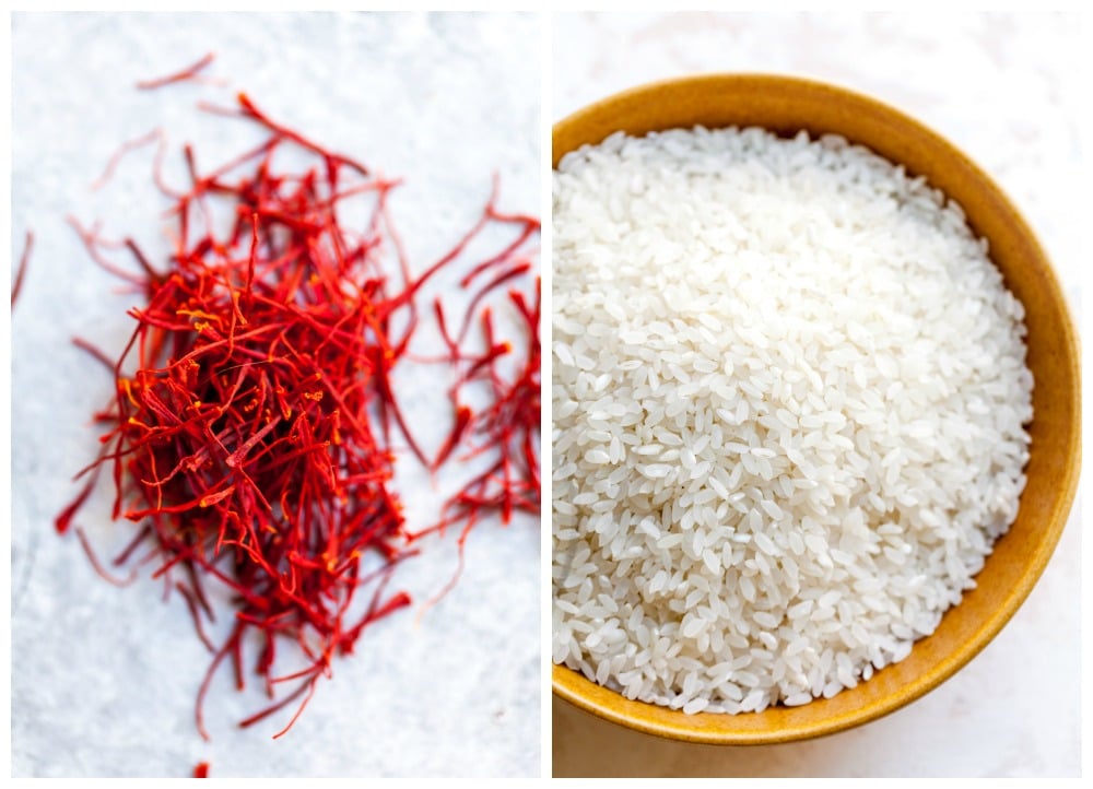 Saffron threads and short-grain white rice