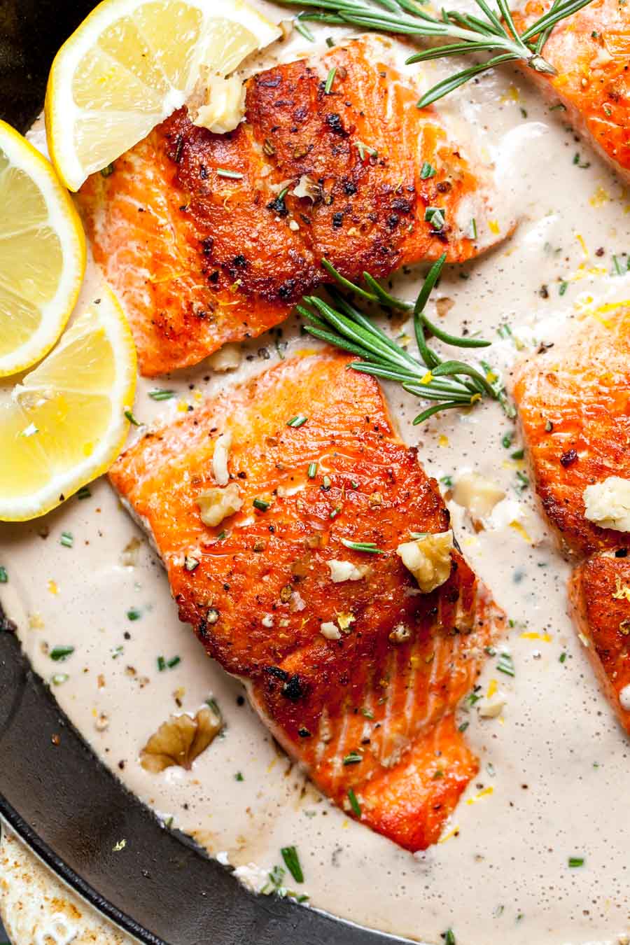 Crispy Salmon Fillets with Dairy-Free Cream Sauce