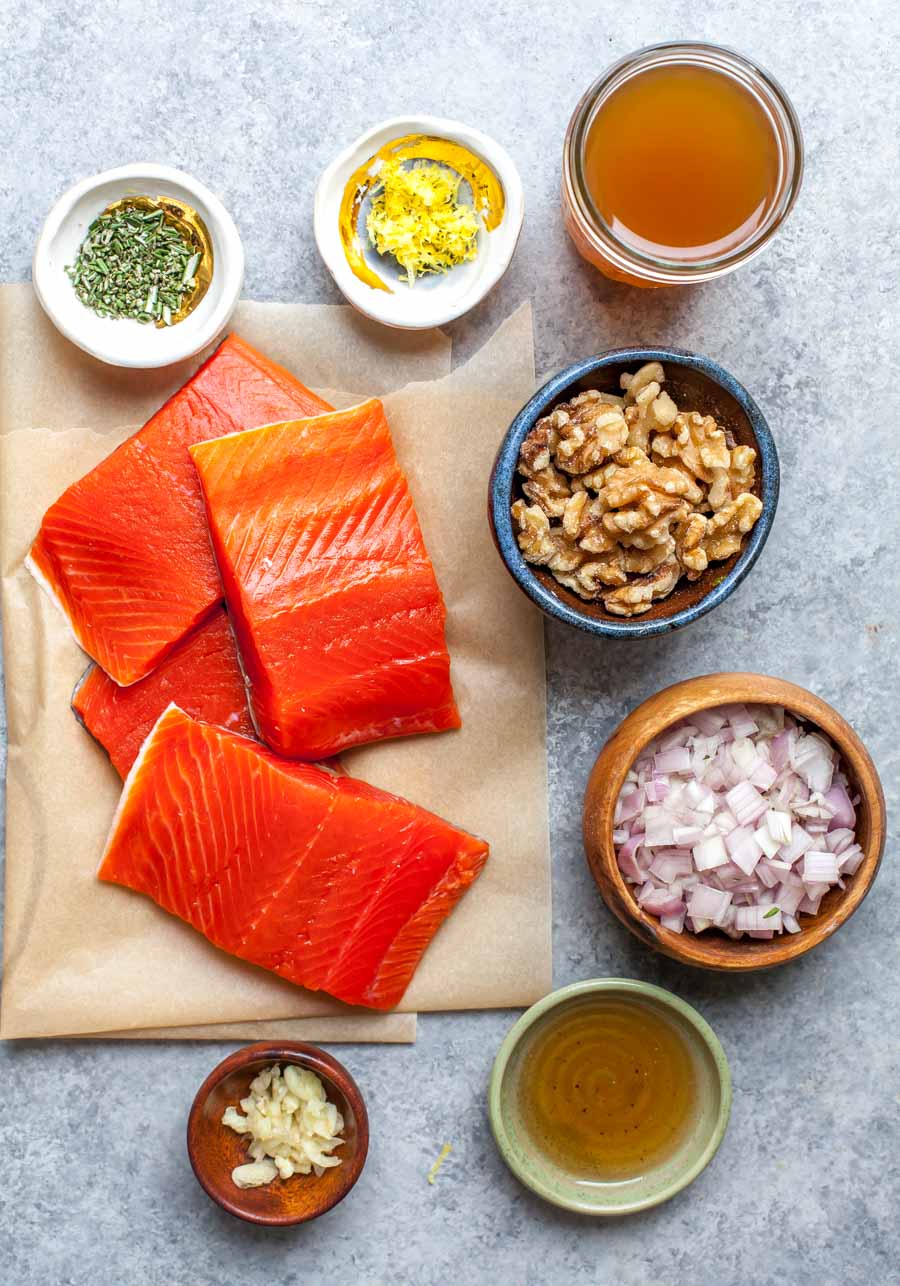 Ingredient Layout for Crispy Pan-Seared Salmon
