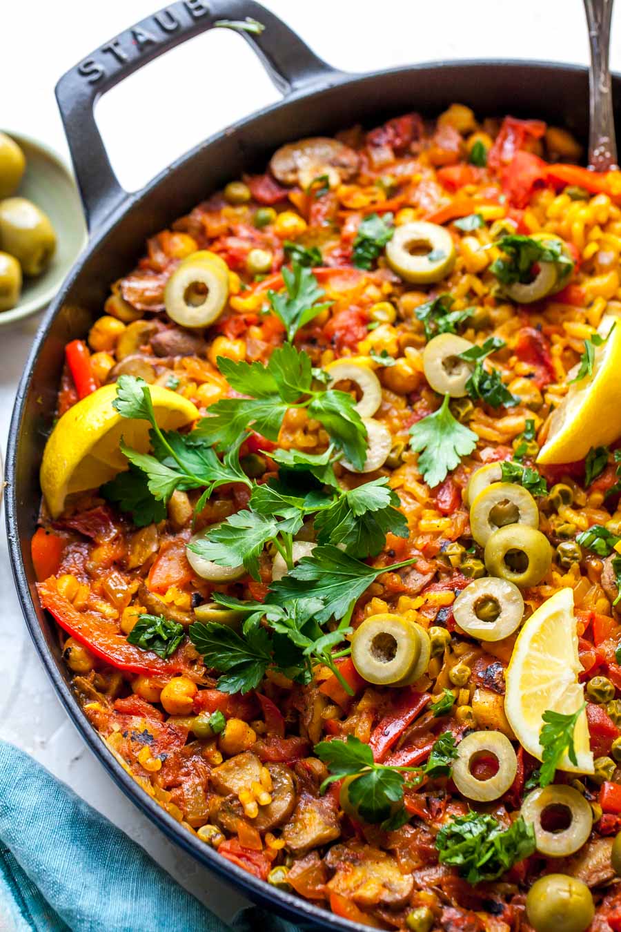 Vegetable Paella Recipe with Parsley Oil