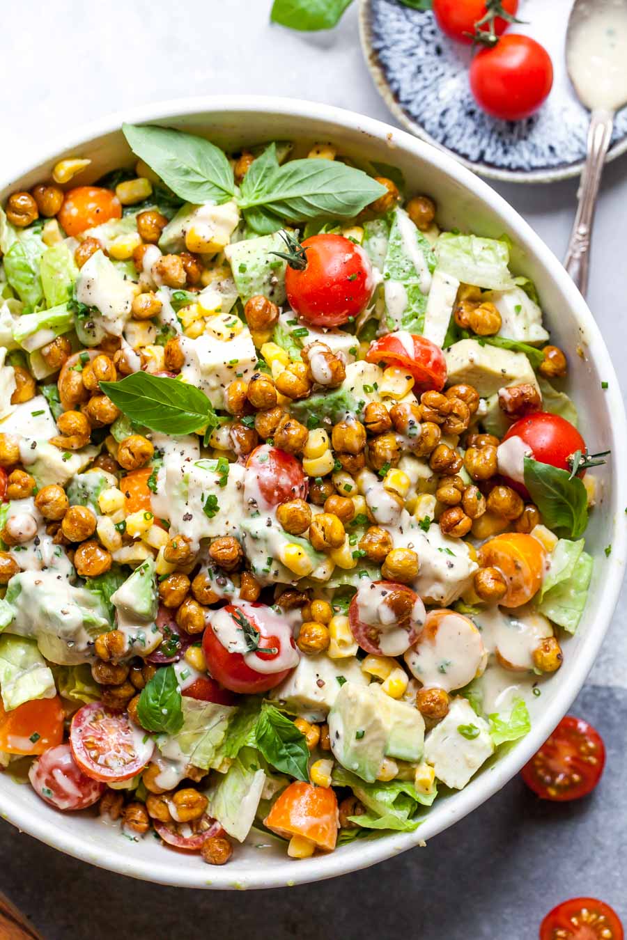 Chickpea salad in a bowl