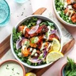 BBQ tempeh bowls with sunflower seed ranch