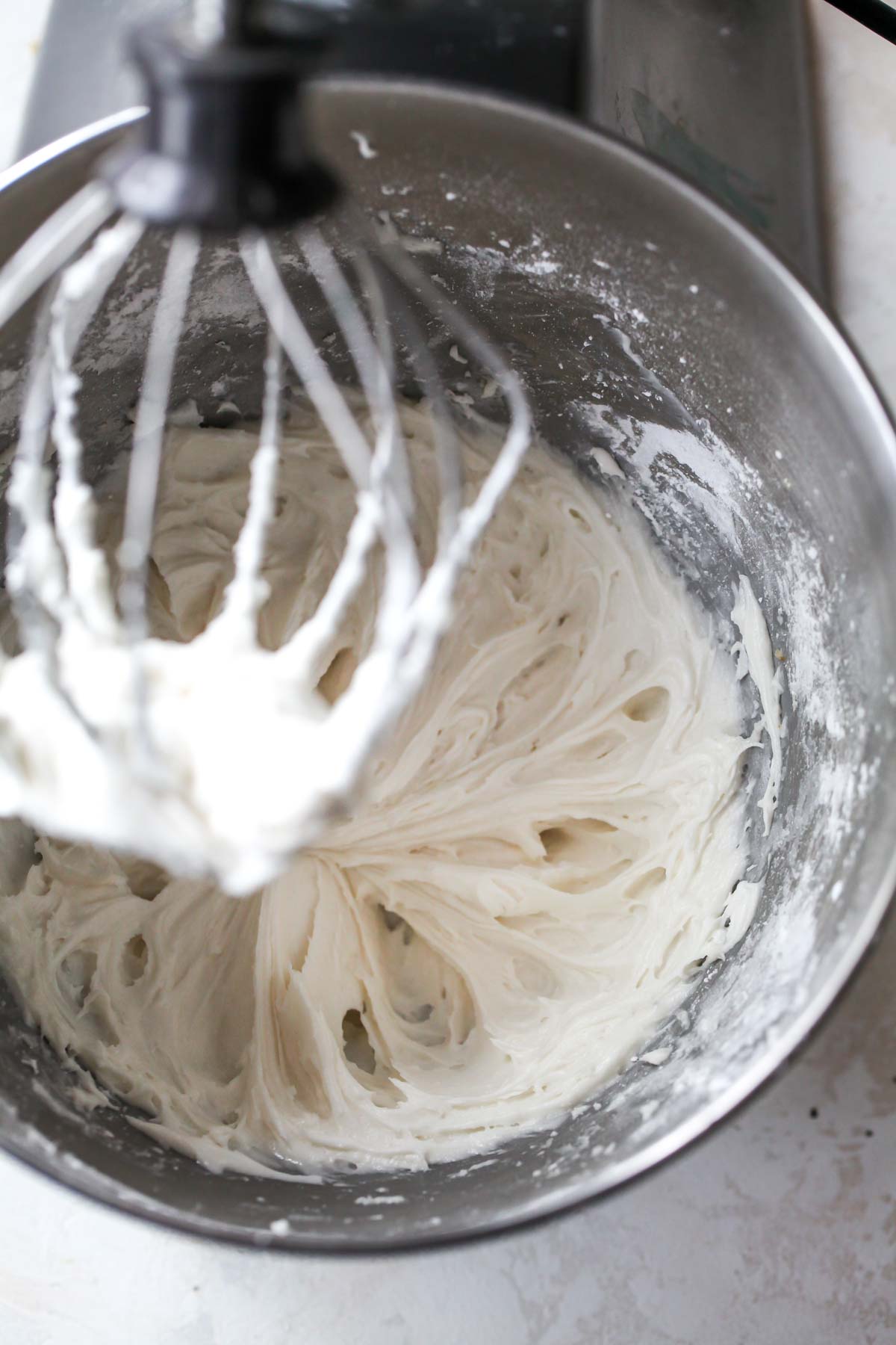 Dairy free creme filling in a stand mixer