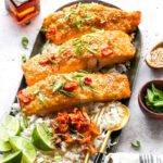 Miso Maple Baked Salmon with Rice and Green Onion