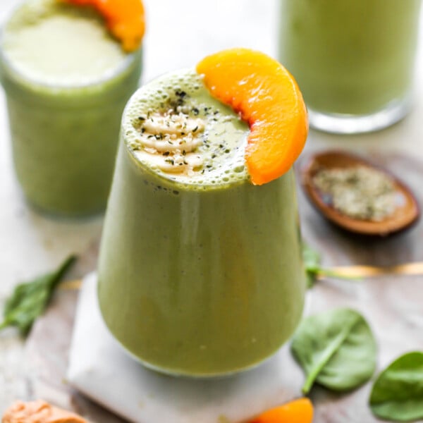 Banana Peach Smoothie with Matcha