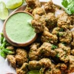 Platter of Jerk Cauliflower Wings served with dipping sauce