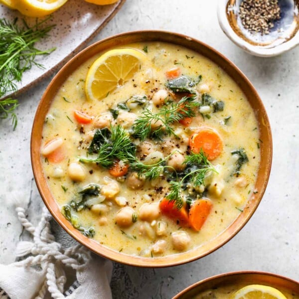 Lemony Greek Chickpea Soup (Avgolemono Soup)