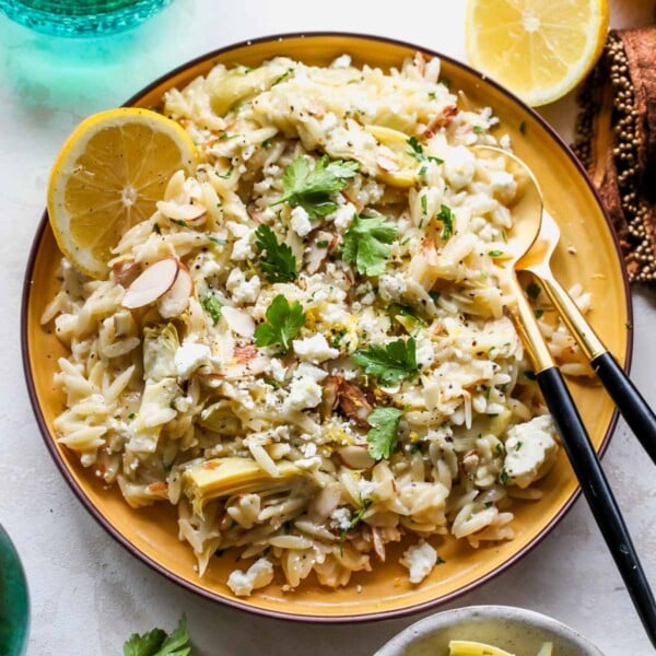Lemon Butter Artichoke Orzo Salad