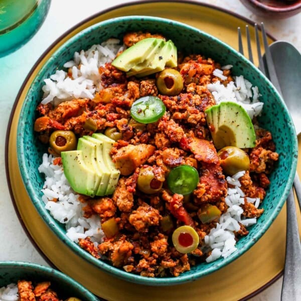 Vegan Tofu Picadillo over rice