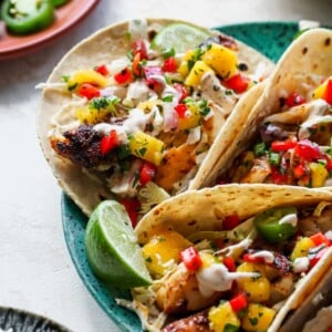 Healthy Baja Fish Tacos with Mango Salsa