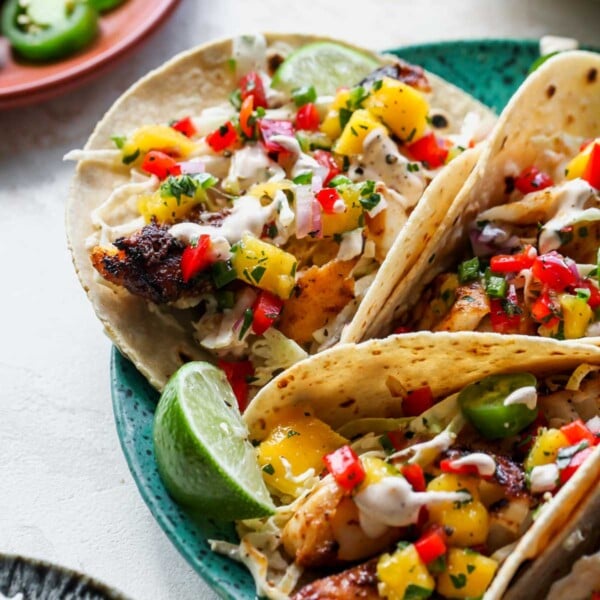 Healthy Baja Fish Tacos with Mango Salsa